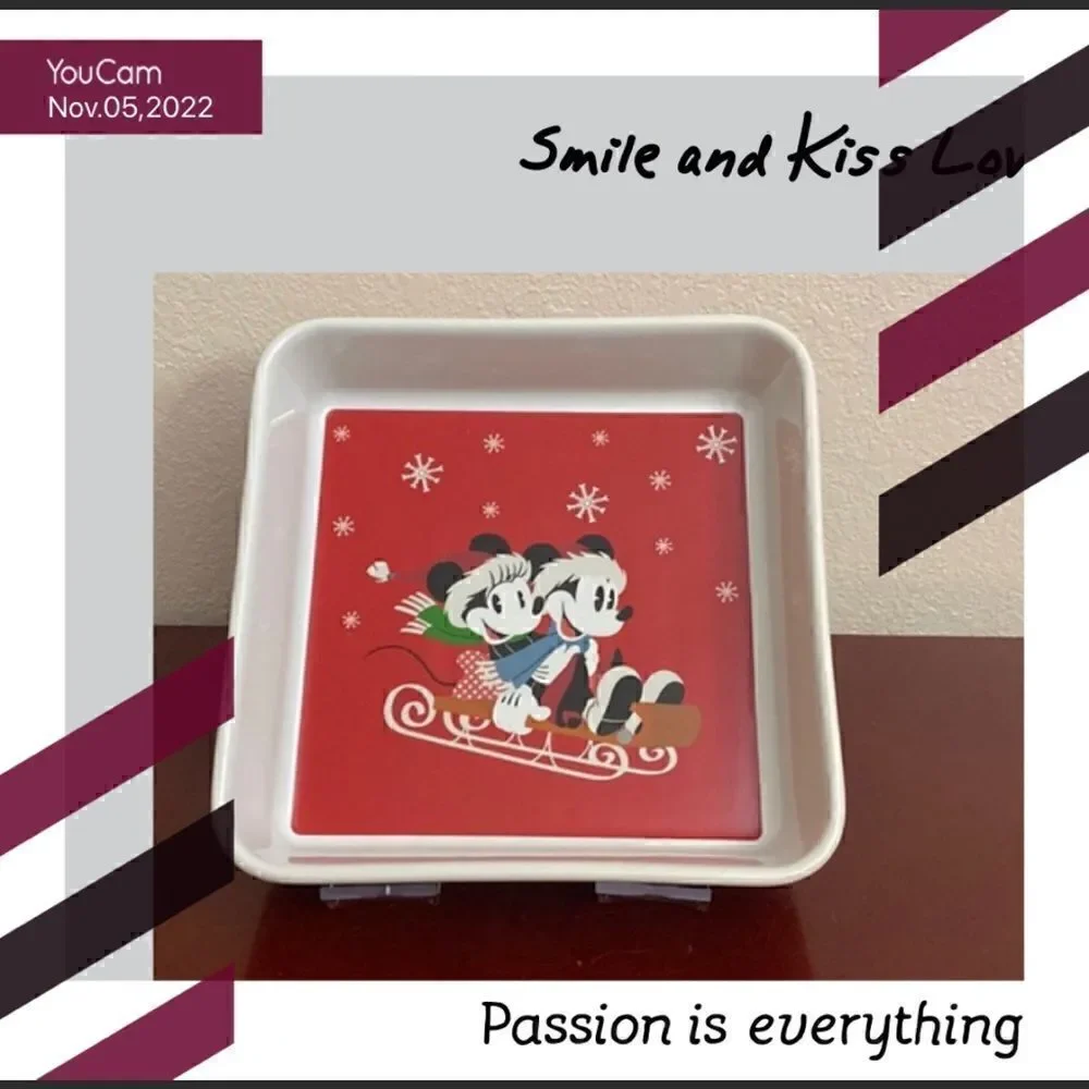 🎄❄️❤️ Mickey&Minnie Christmas baking dish serving tray!